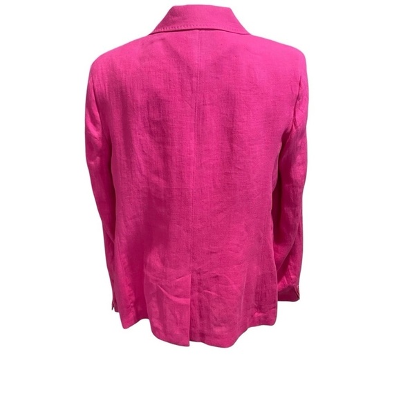 WEEKEND MAX MARA Nalut Linen Canvas Single Breast Blazer Size 16 Fuchsia $575 - Picture 9 of 16